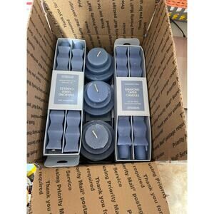 Bundle (8-2 pack)Diamond Taper Candles Quilt Blue & 3-Tiered Fragrance Free 10”